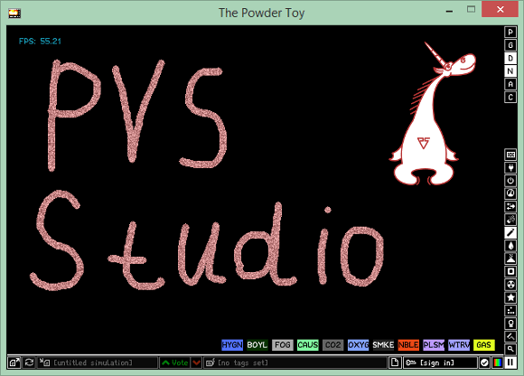 Analysis of the The Powder Toy Simulator