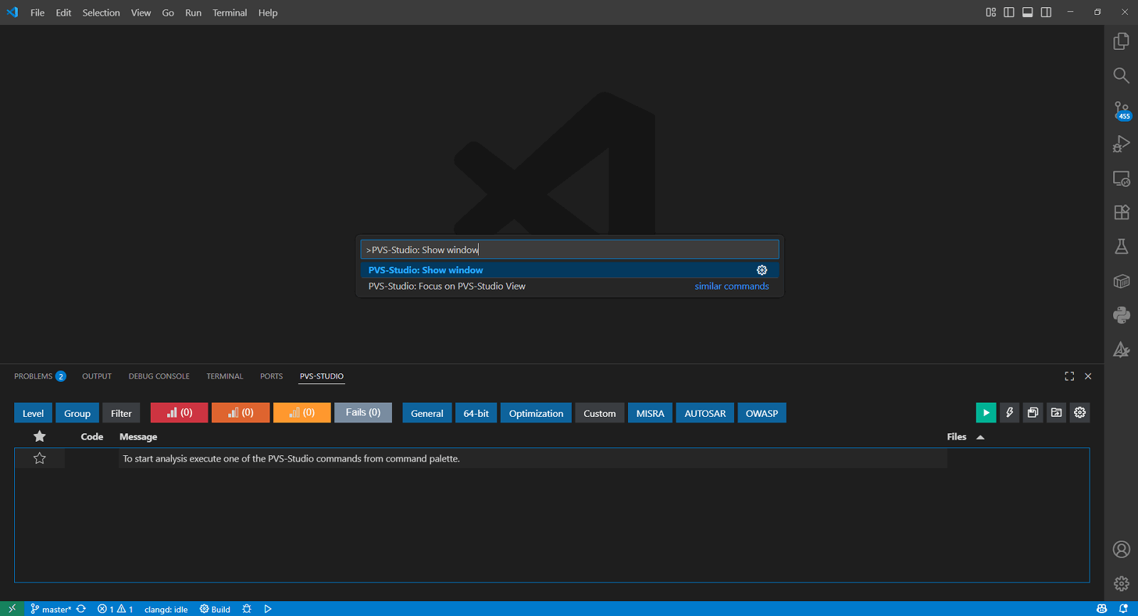 Using the PVS-Studio extension for Visual Studio Code