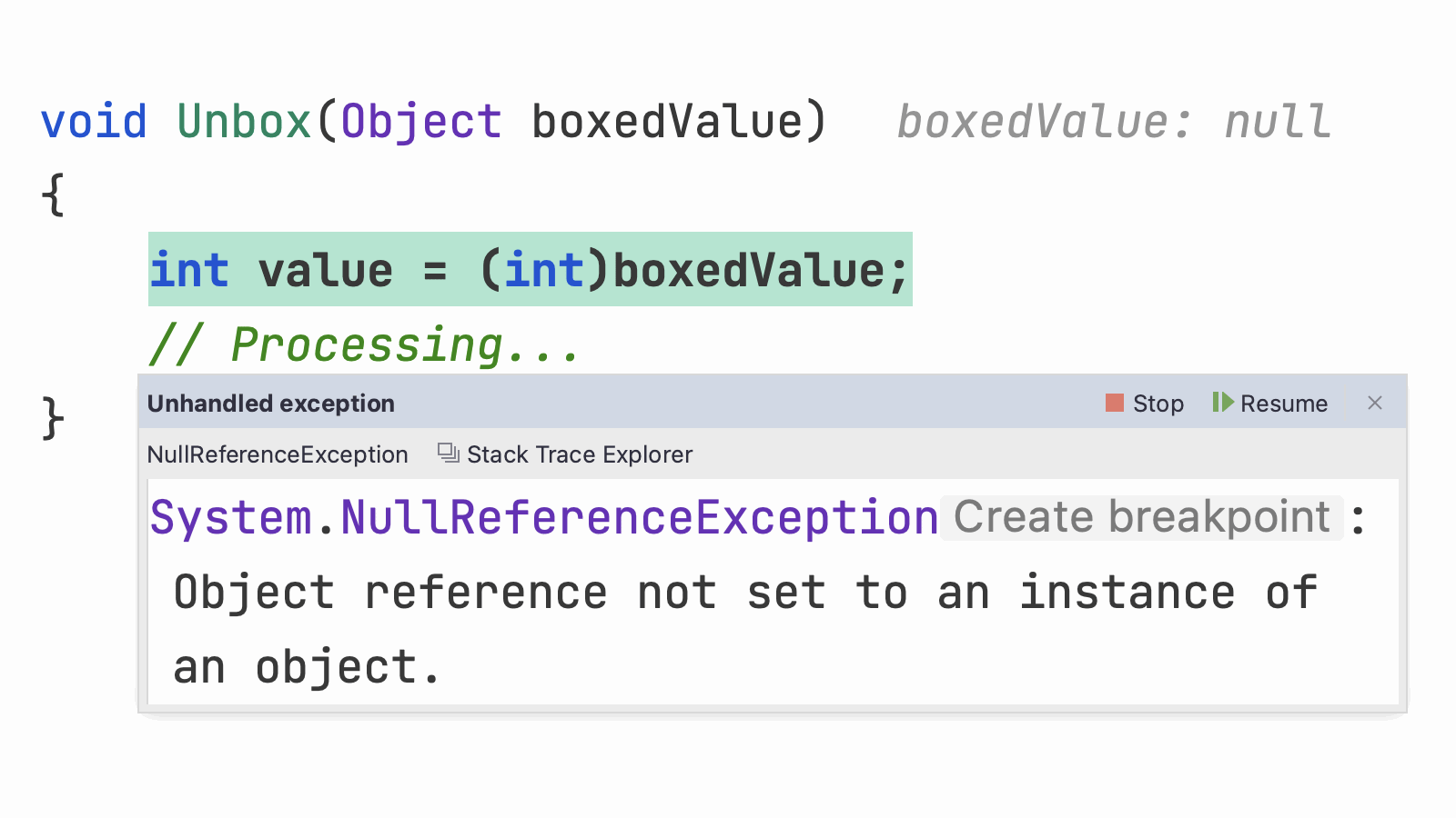 Null object reference